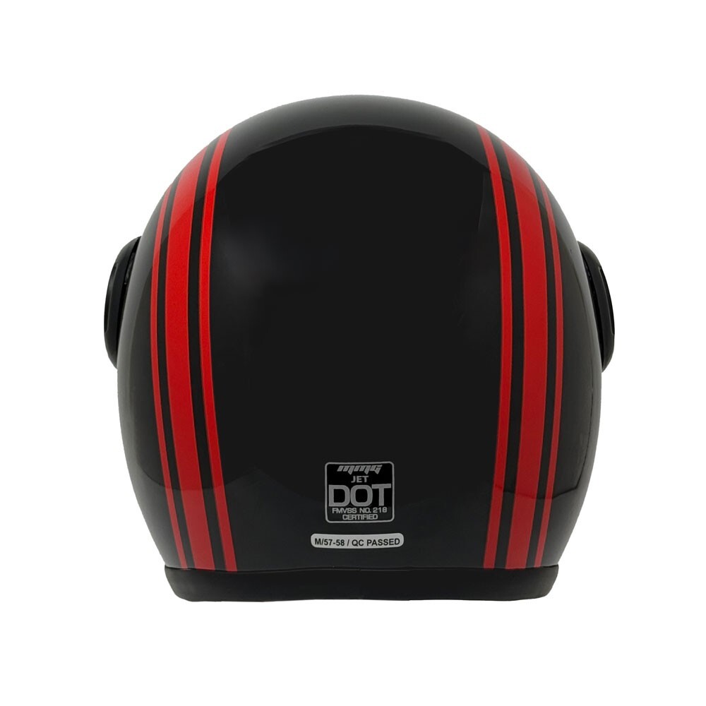MMG Motorcycle Open Face Helmet Model 37 (Black/Red Graph, Medium)