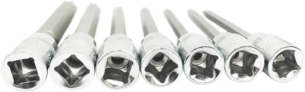 Extra Long Torx Star Bit Socket Set 7 Piece T25-T60 CR-V “3/8” Drive 110Mm(Torx)