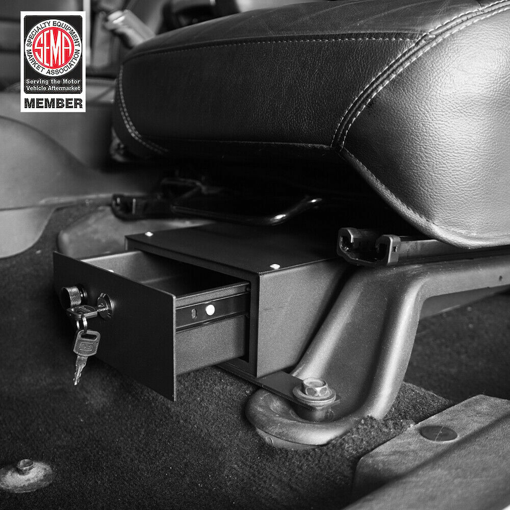 Black Lockable Under Seat Storage Box Security For Jeep Wrangler JK 07-10 07-18