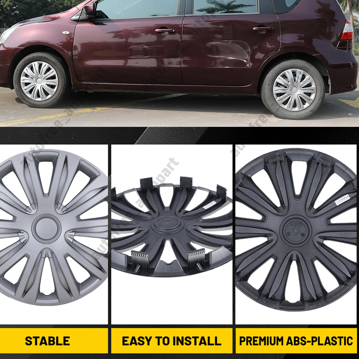 16″ Wheel Covers Snap On Full Silver Hub Caps Set of 4 fit R16 Tire & Steel Rim