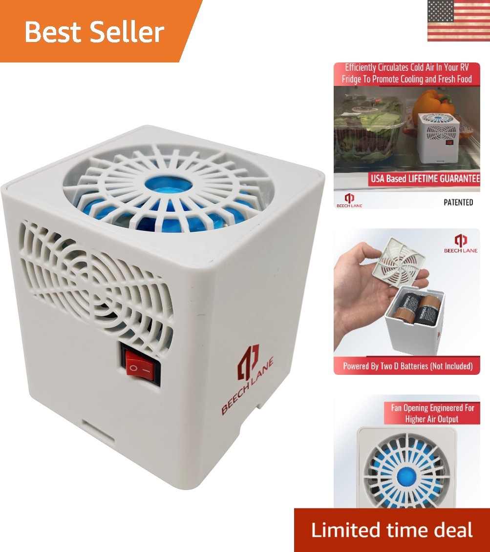 Compact Battery-Powered RV Fridge Fan with Enhanced Air Circulation Design