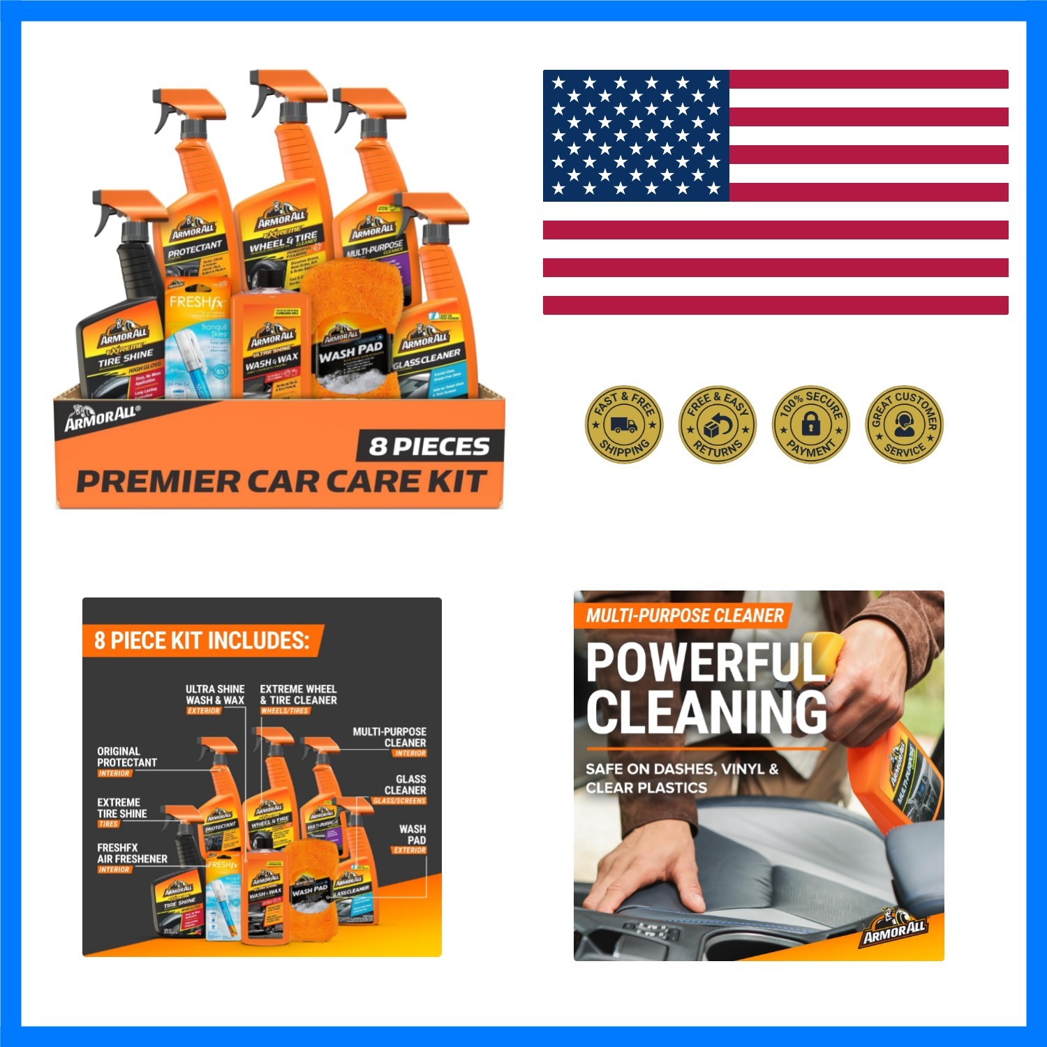 Ultimate Premier Car Care Kit, 8 Pieces, Includes Tire and Wheel Cleaners, Ex…