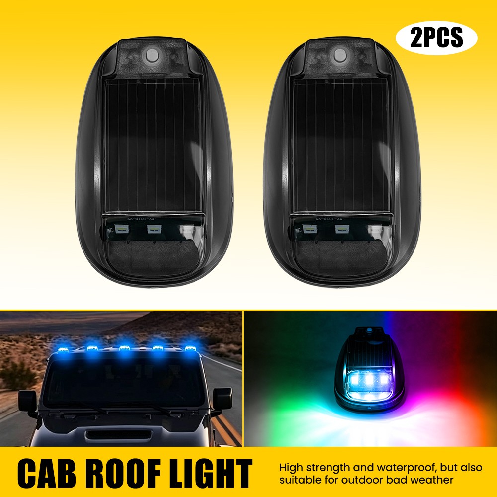 Wireless Remote RGB Solar LED Cab Light 2X For RV Trailer Boat Truck IP67 Smoked
