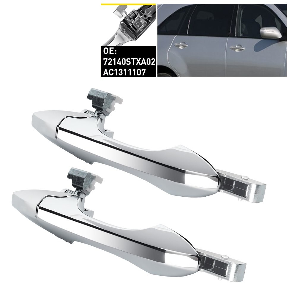2x Exterior Door Handle Chrome For 2007-2013 Acura MDX Passenger Side Front+Rear