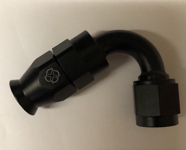 T132 -8AN 120 degree Hose End / PTFE / Teflon Swivel 8 AN Fitting -8 Black
