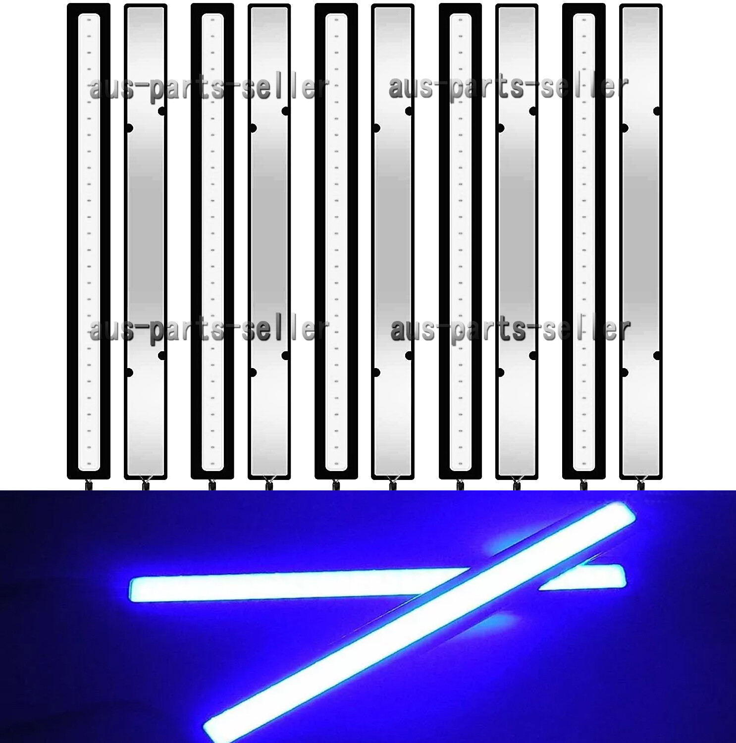 10PCS 12V LED STRIP DRL DAYTIME RUNNING LIGHTS FOG COB CAR LAMP DRIVING BLUE US