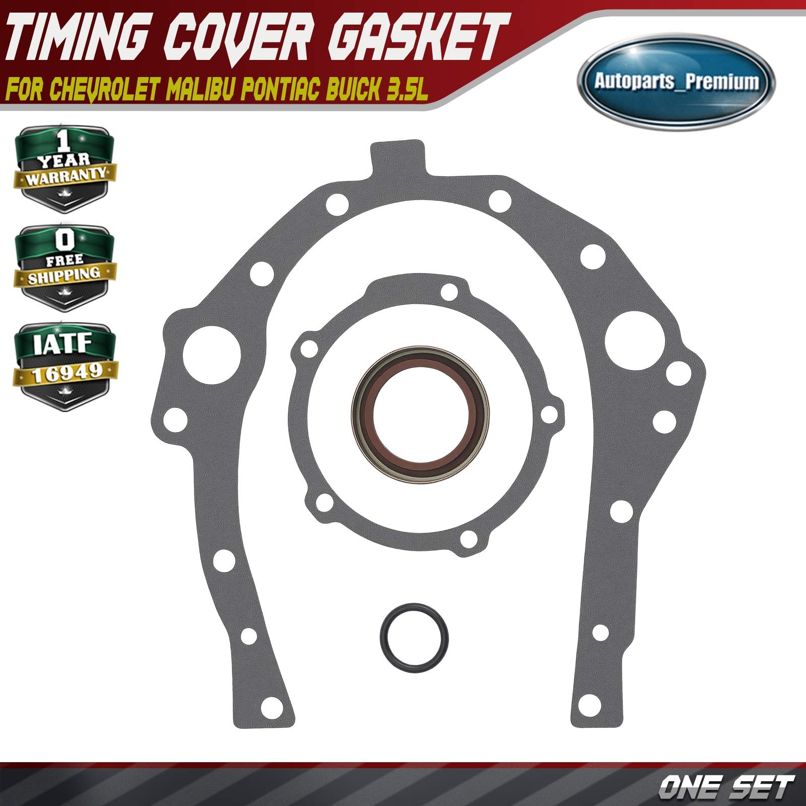 Engine Timing Cover Gasket Set for Chevrolet Malibu 2004-2006 Pontiac Buick 3.5L