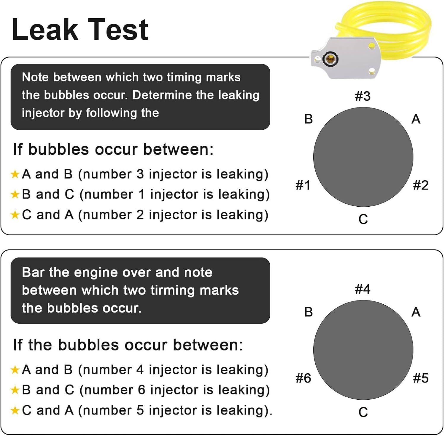 Fuel Injector Leak Test Kit Fit for Cummins ISX / Signature Alternative 3164001