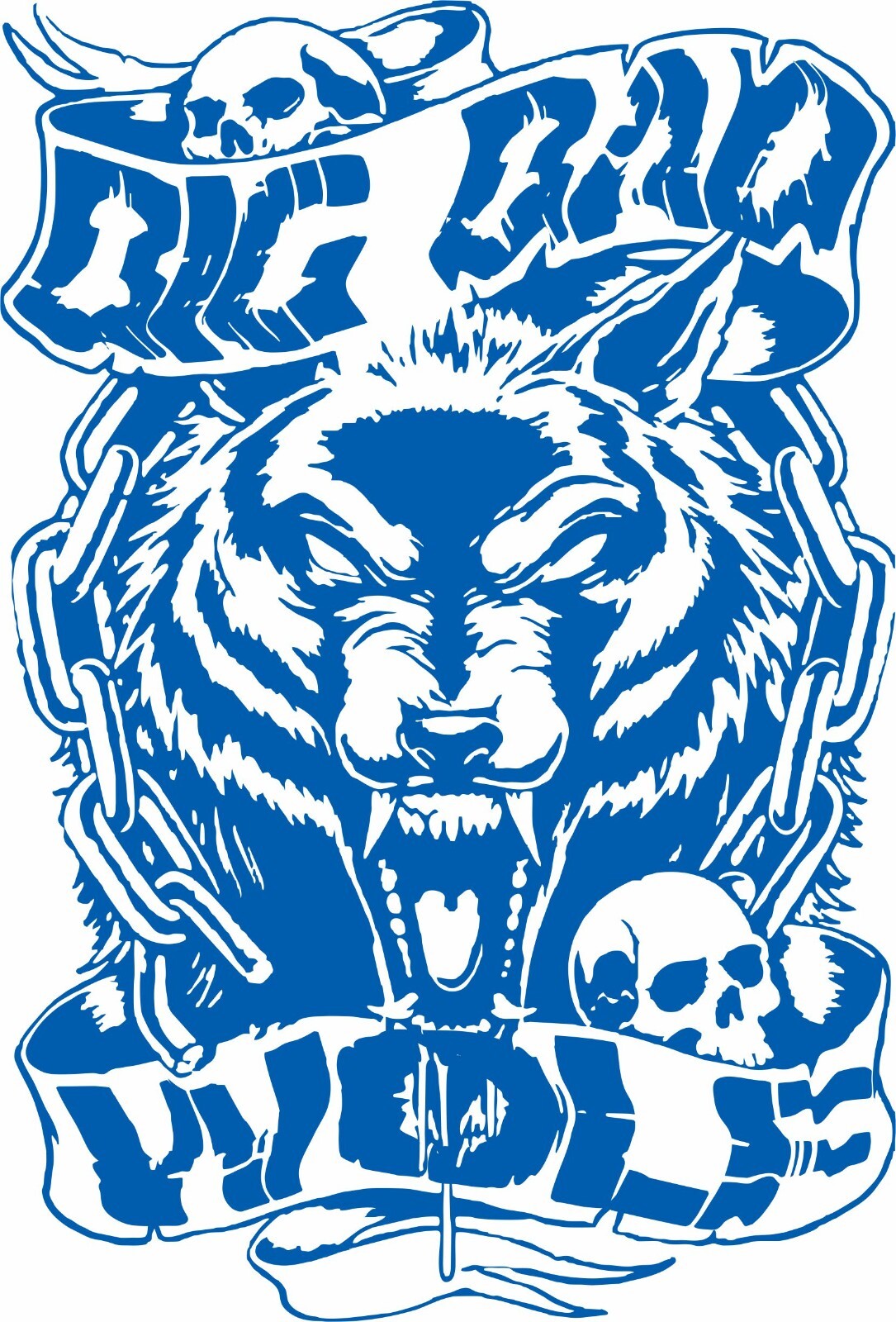 Wolf Skull Chain Beast Dog Custom Name Text Car Truck Window Vinyl Decal Sticker