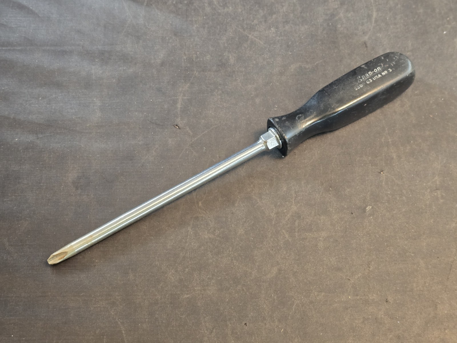 Vintage Snap-On SSDP63-#3 Phillips Tip X 6″ Long Shaft Black Handle Screwdriver