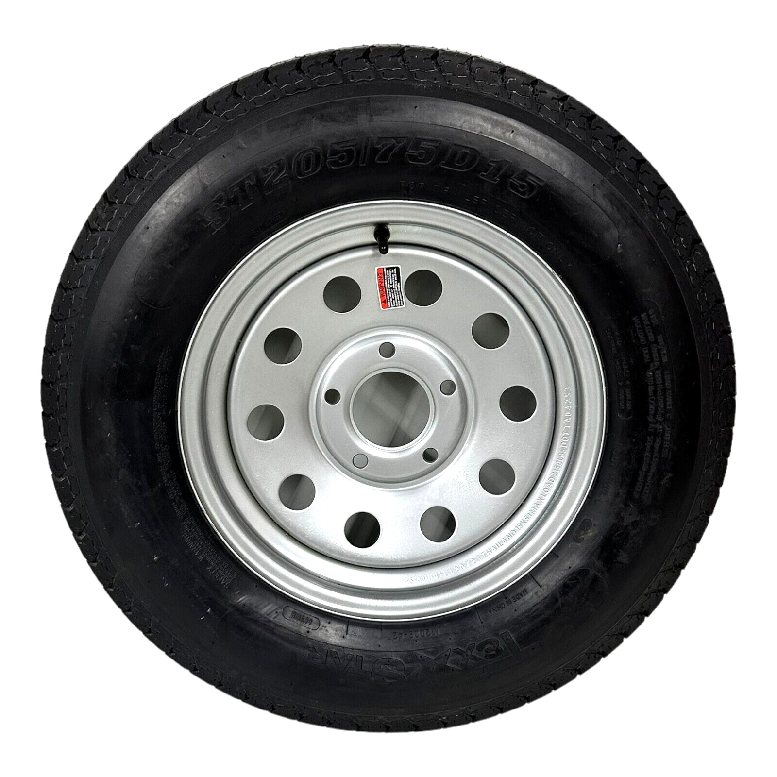 Trailer Tire On Rim ST205/75D15 Bias LRC 5 Lug 5×4.5 Silver Modular Wheel