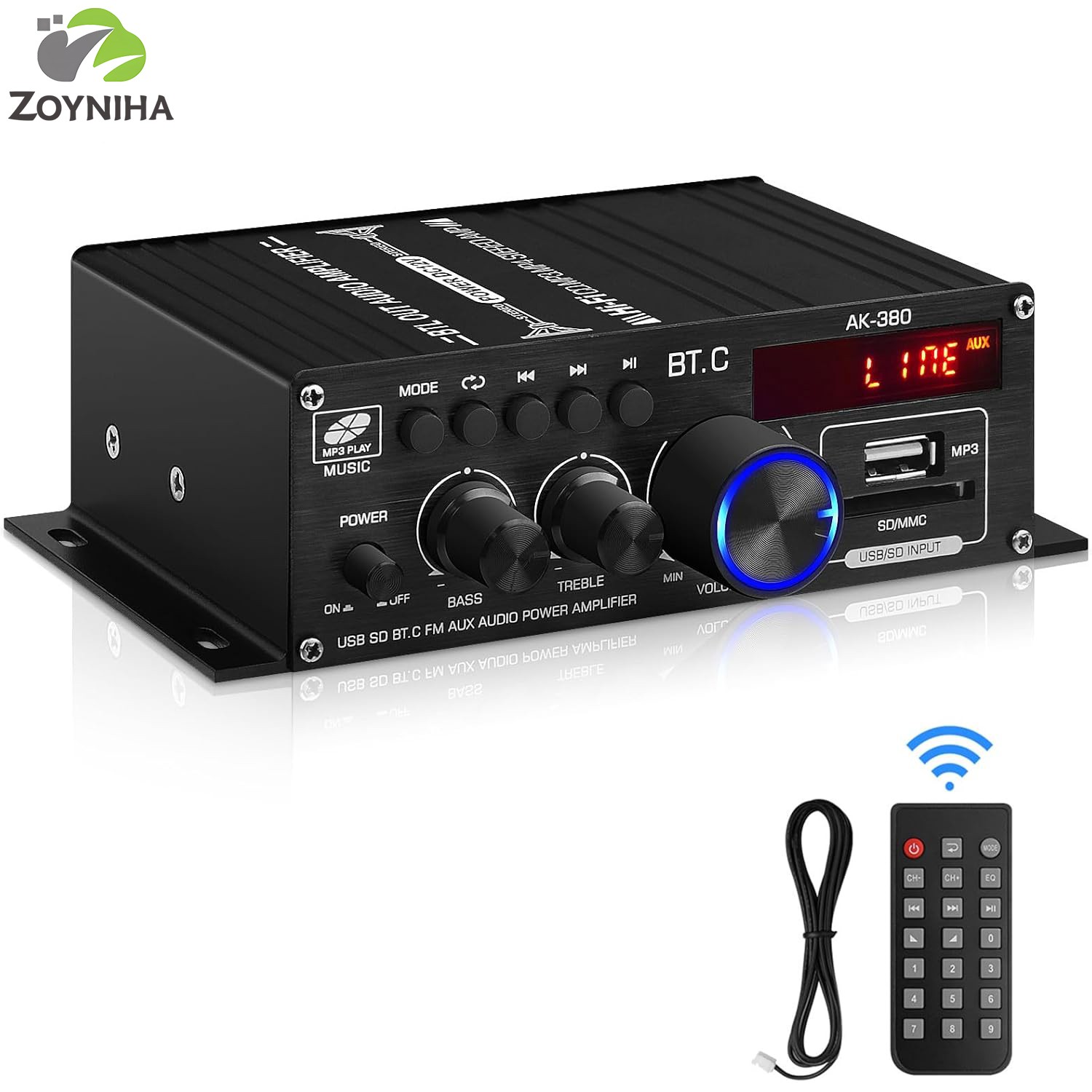 Bluetooth 5.0 Audio Power Amplifier 400W+400W 2.0 CH HiFi Stereo Amp Receiver