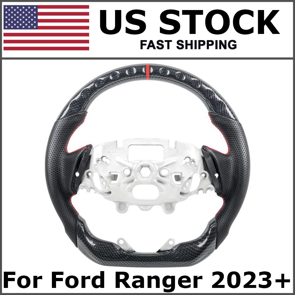 For Ford Ranger 2023-2026 Carbon Fiber Style D-Shape Steering Wheel Perforated