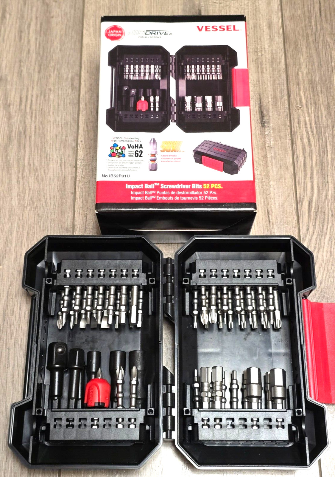 Vessel 52pc Master Impact Torsion Ball 1/4″ Hex Bit Set w/Case, Japan #IB52P01U