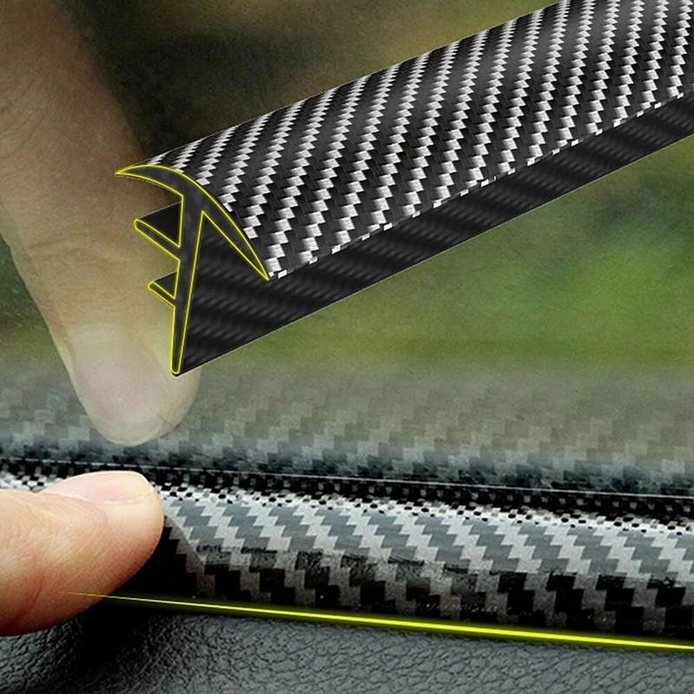 1.6M Carbon Fiber Car Dashboard Windshield Gap Sealing Strip Rubber Accessories