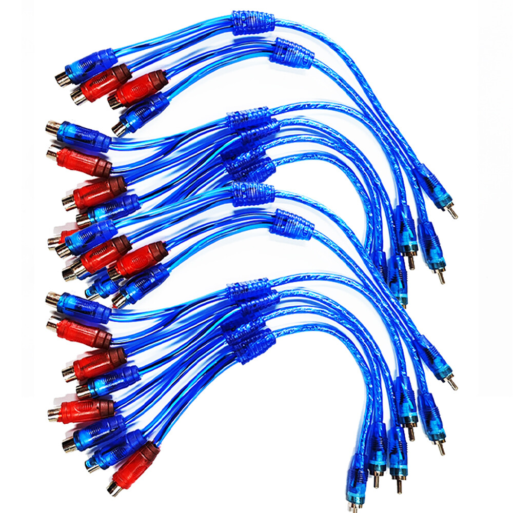 12Pcs 12″ RCA Audio Jack Cable Y Splitter Adapter 1 Male to 2 Female Plug