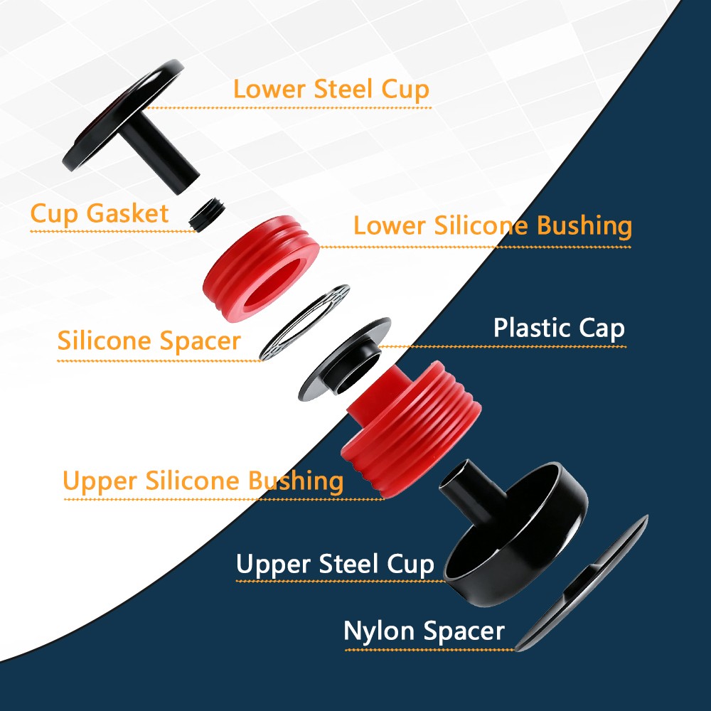 Silicone Body Mount Bushings Bolt Kit For Ford F250 F350 08-16 Crew Cab 2/4WD