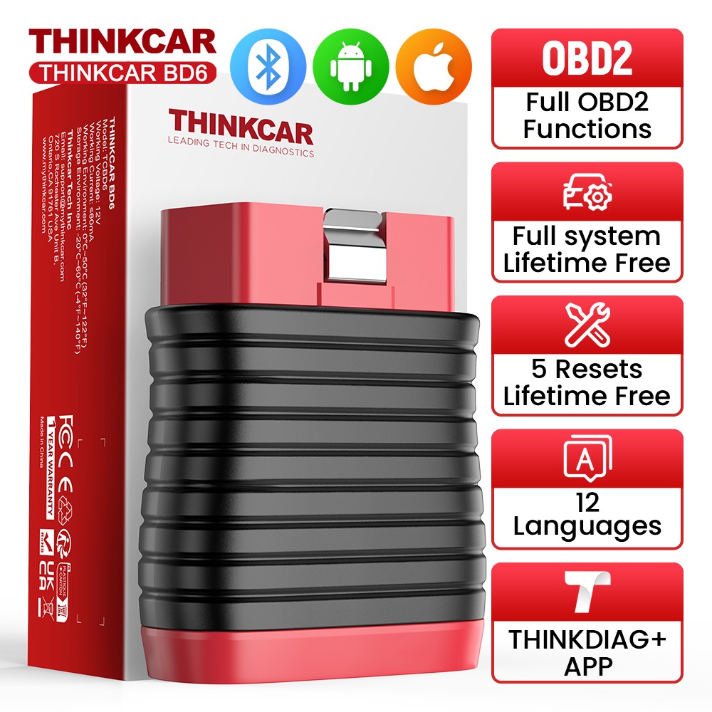 Thinkcar BD6 OBD2 Scanner All System Car Diagnostic Tools 5 Service Free Updates