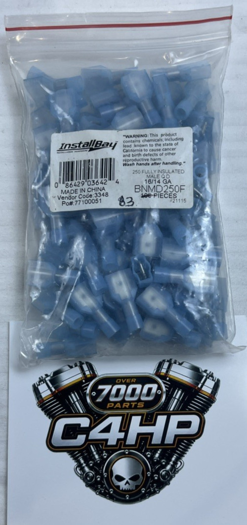 INSTALL BAY BLUE NYLON MALE QUICK DISCONNECT 16-14 GA .250 LOT OF 83 BNMD250F