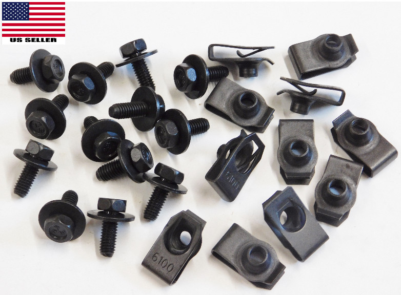 Toyota Body Bolts & U-nut Clips- M6-1.0 x 16mm Long- 10mm Hex- 20 pcs