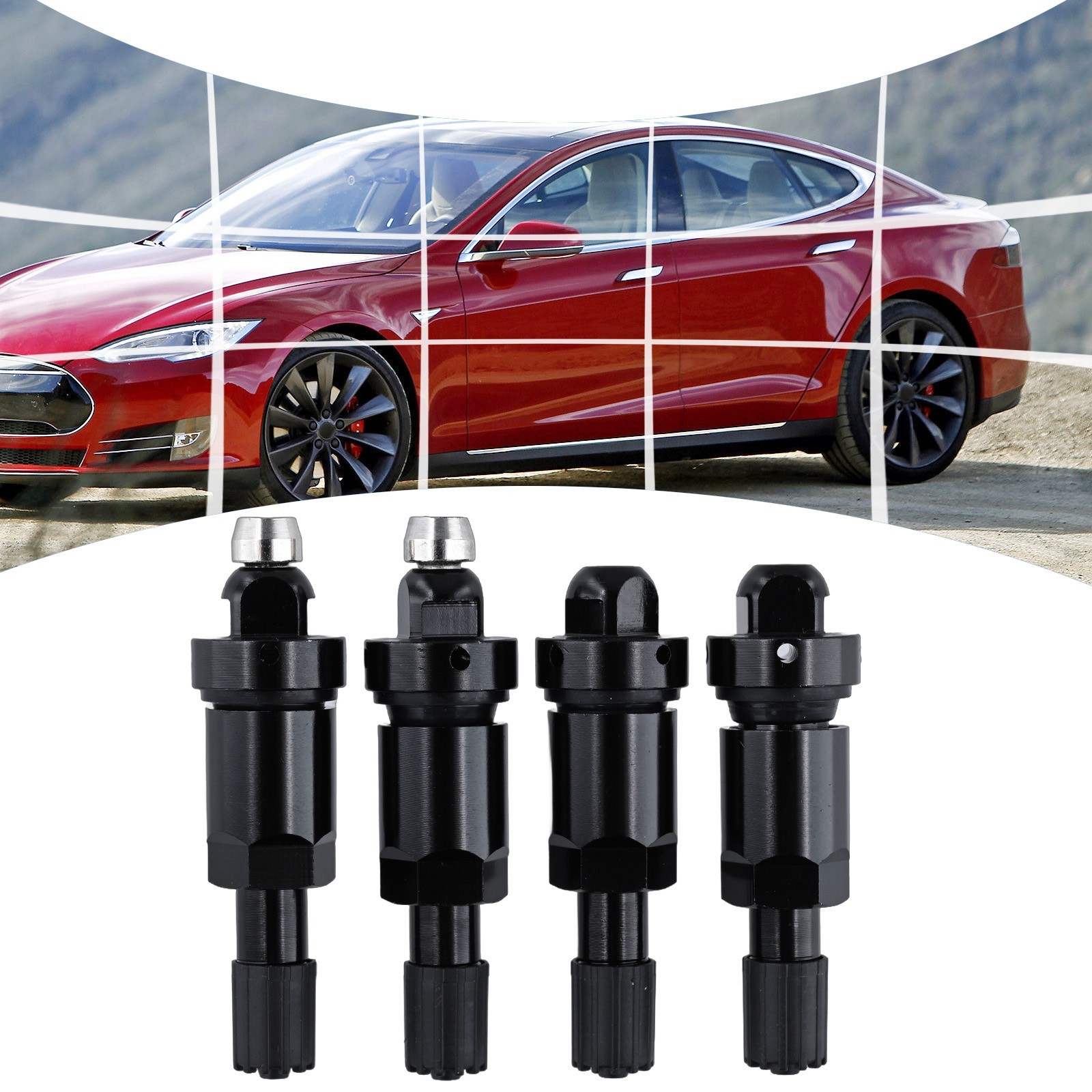 Replacement Tire Valves TPMS Alloy Rubber Gaskets Touch Of Style Fixing Nut