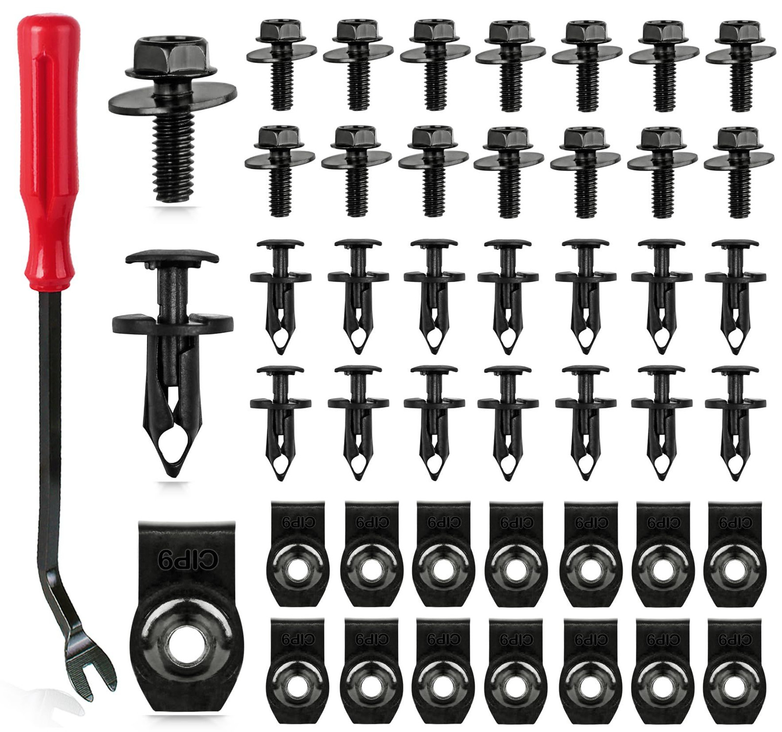Xislet 45PCS Universal Style Engine Under Cover Splash Shield 45PCS, black
