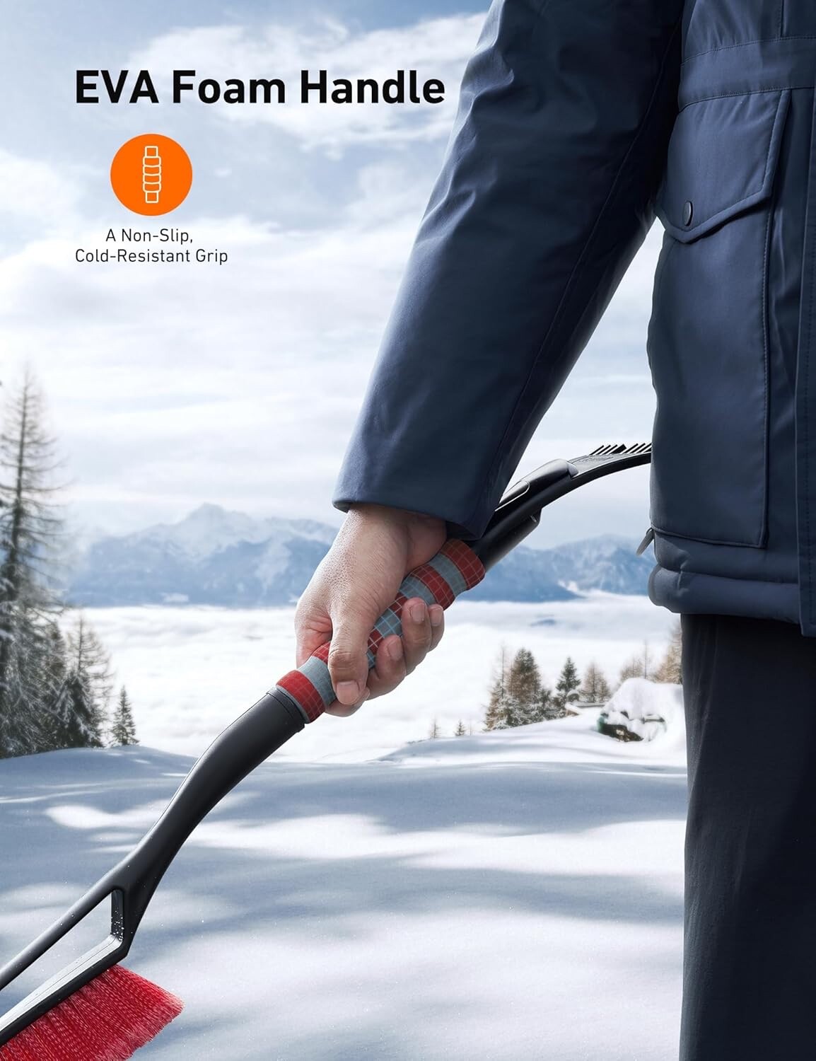 AstroAI 27” Snow Brush & Ice Scraper | Detachable, Foam Grip for Cars & SUVs