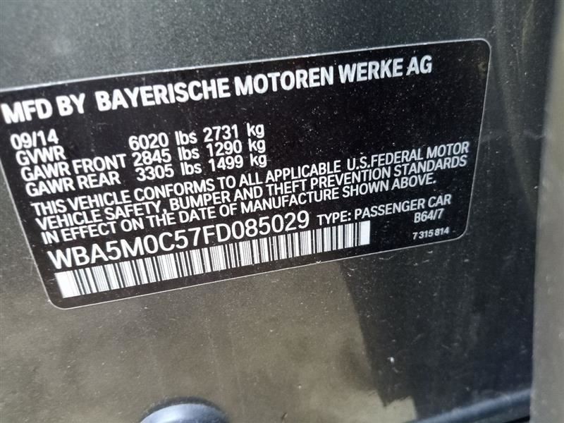 Driver Side View Mirror Power Electrochromatic Fits 14-15 BMW 535i GT 183471