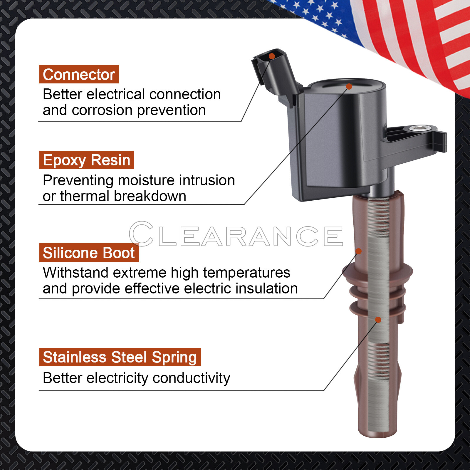 Ignition Coils Brown Boot + 8 Motorcraft SP509 Spark Plugs for Ford DG521