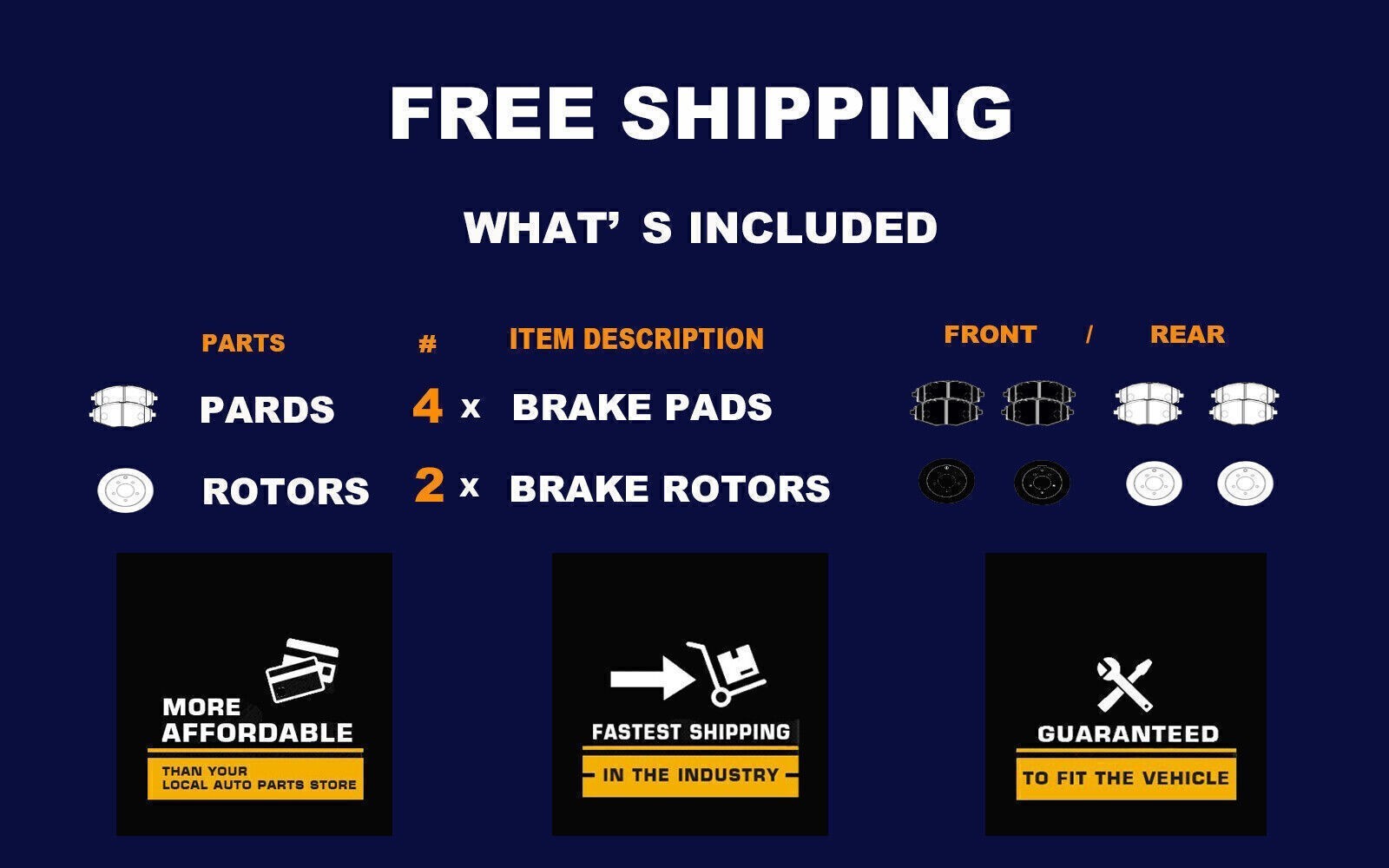 13.00″ Front Drilled Rotors Brake Pads Kits Fit for 04-08 4WD Ford F-150 Mark LT