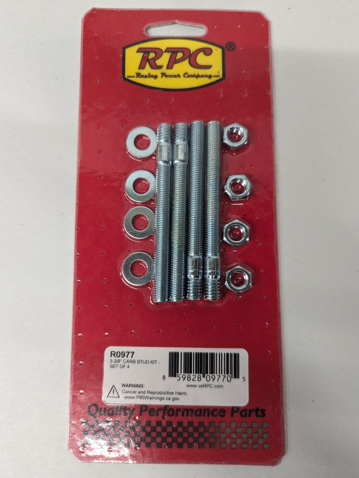 RACING POWER CO-PACKAGED Carb Adapter Hardware Kit 3In Stud 5/16In Tread R0977