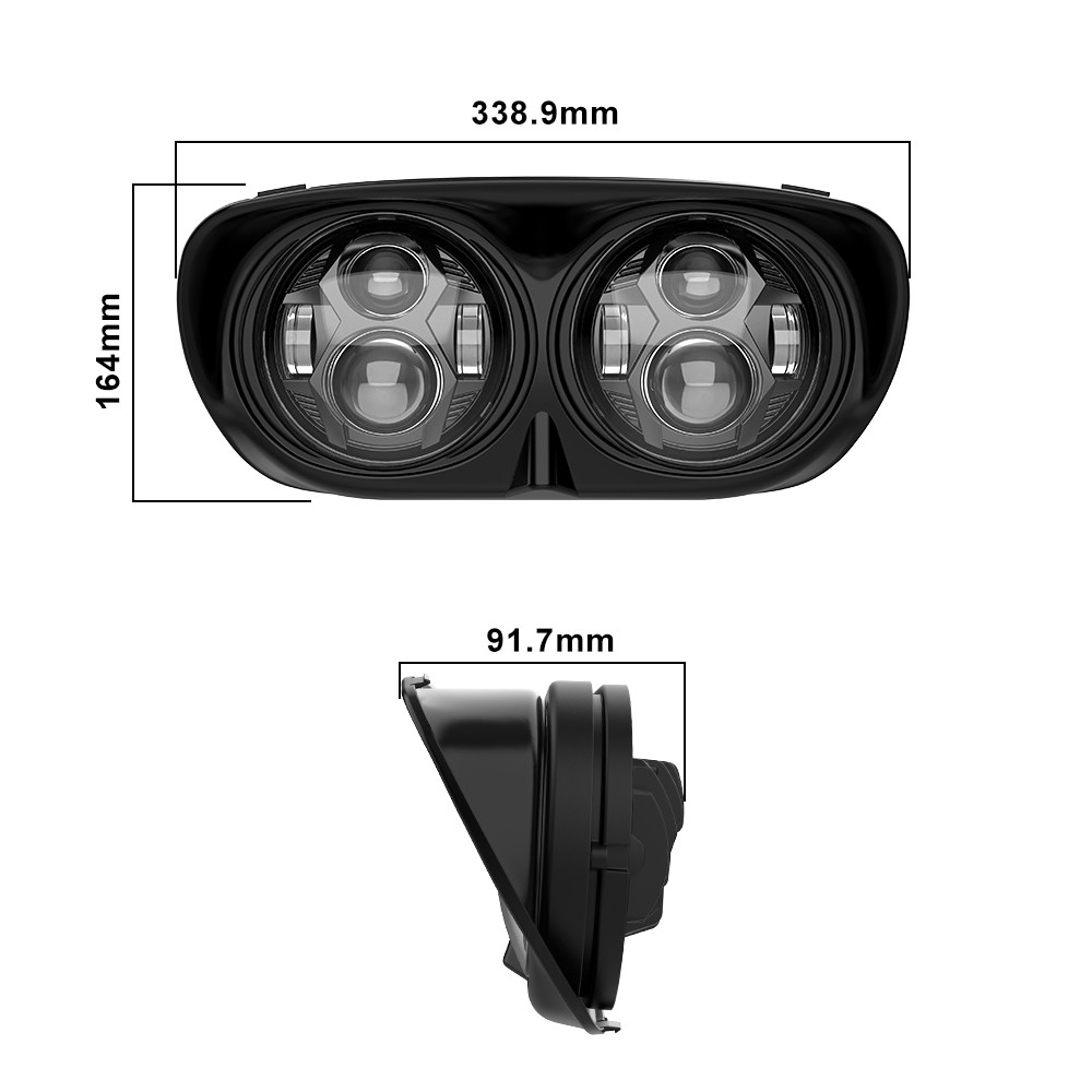 Black 5.75” Dual LED Headlight Projector Hi-Low For Harley Road Glide 1998-2013