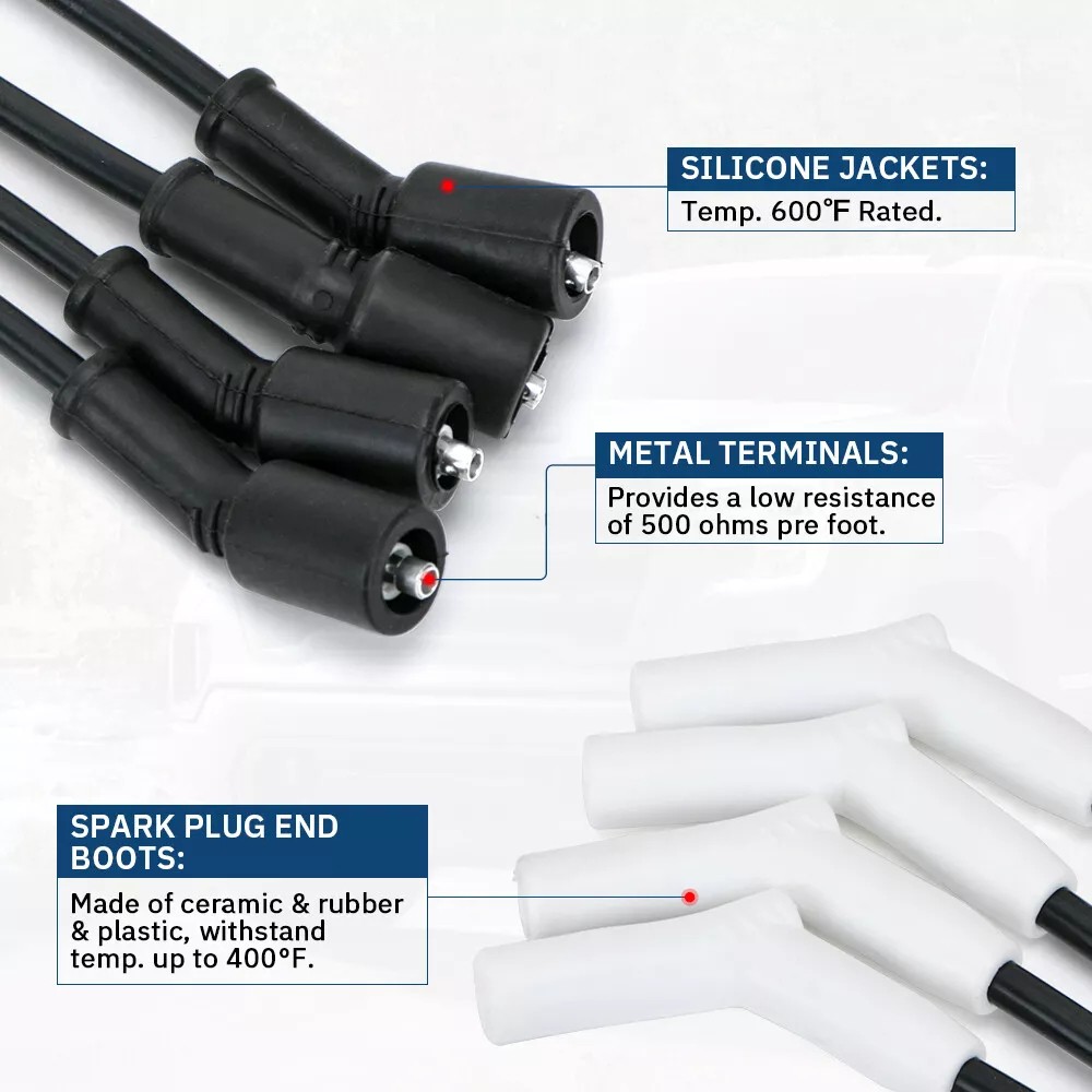 8x 9070C Spark Plug Wires Ceramic Boot Set For Chevy LS3 LS7 LT 4.8/5.3/6.0L @