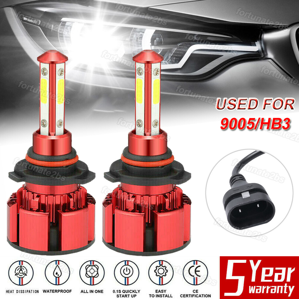 4Side 9005 HB3 LED Headlight Super Bright Bulbs Kit 360000LM HIGH/LOW Beam 6000K