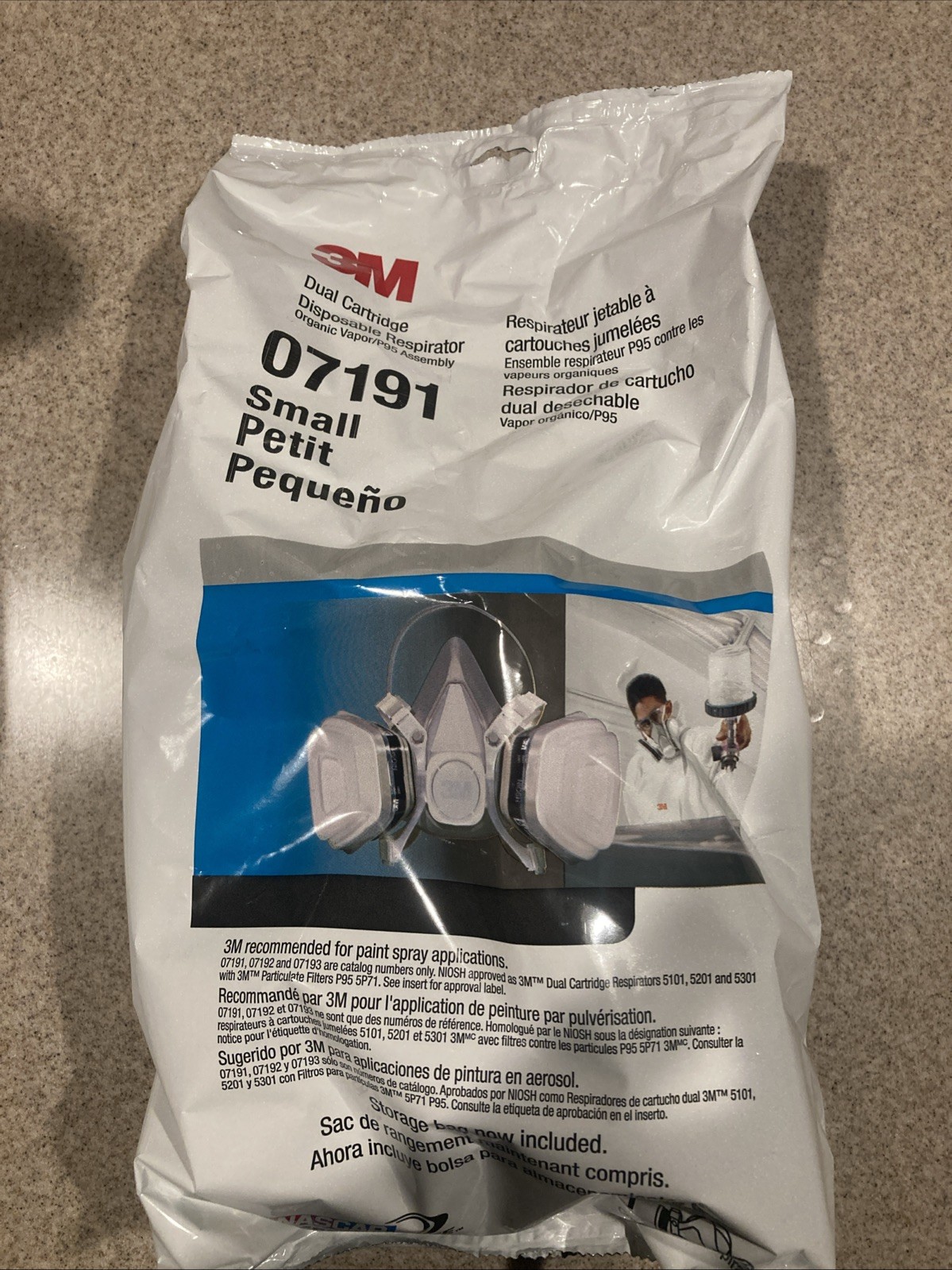 3M 07191 Dual Cartridge Respirator Assembly, Organic Vapor/P95, Small