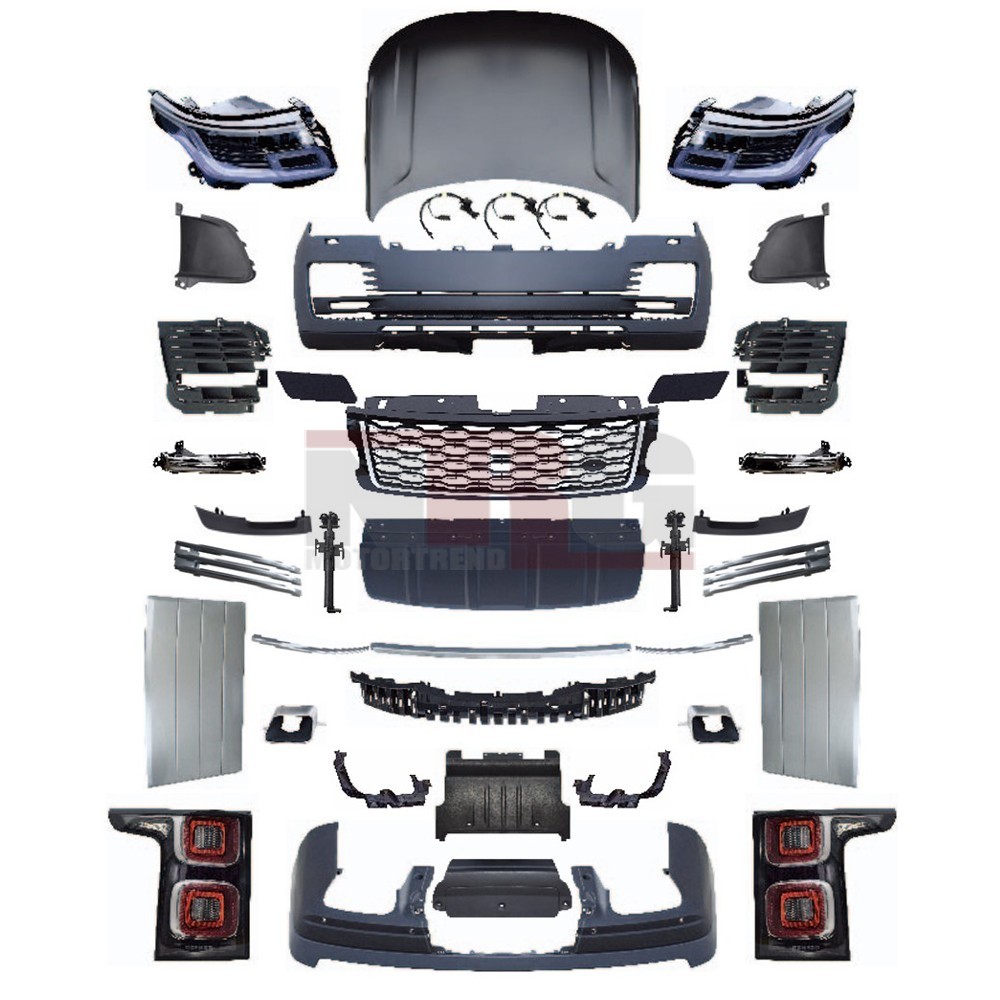 for 2013-2017 Range Rover conversion to 2018 plus OE look Hood+ Bumpers + lights