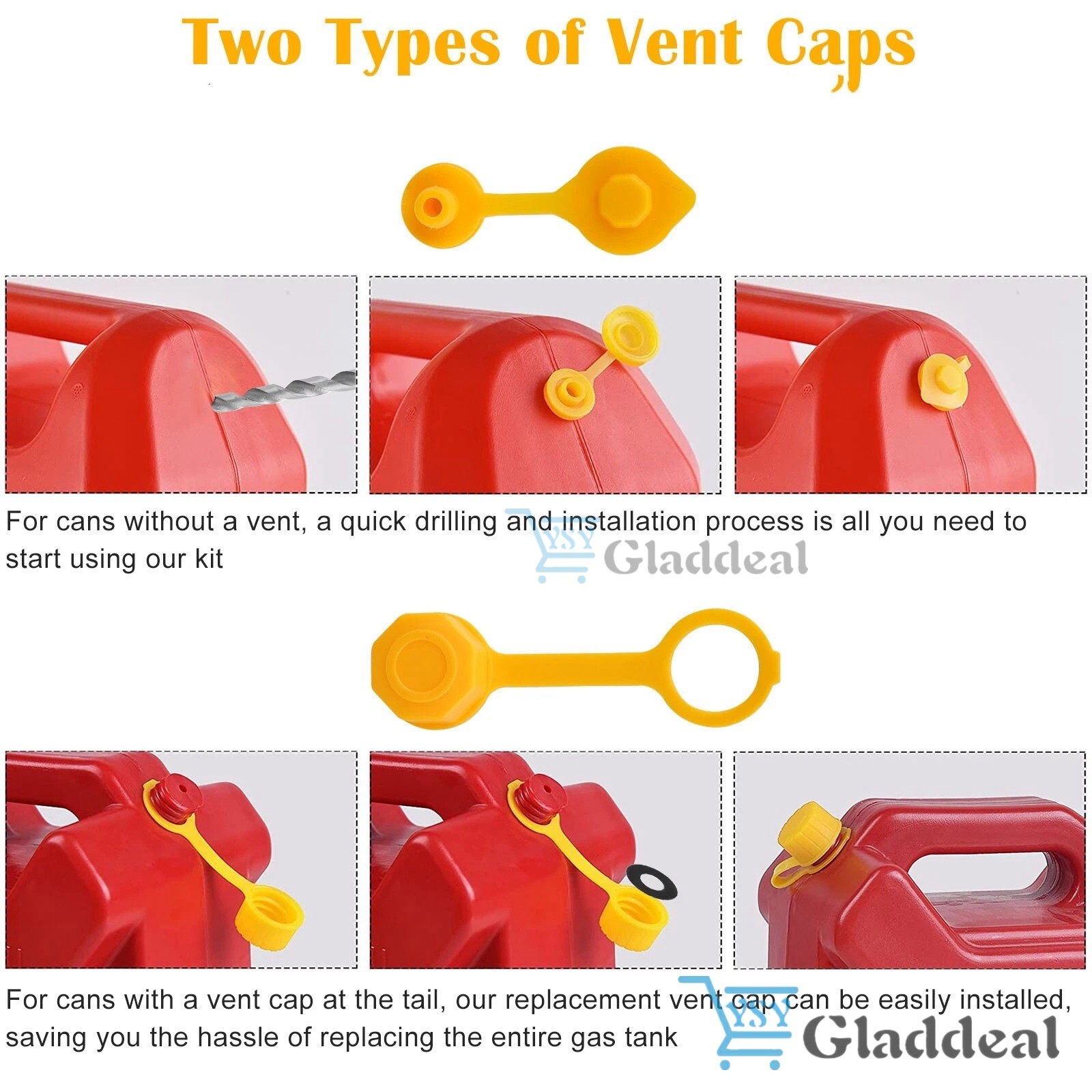 5x Gas Can Spout Nozzle Vent Kit Replacement For Plastic Gas Cans Old Style Caps