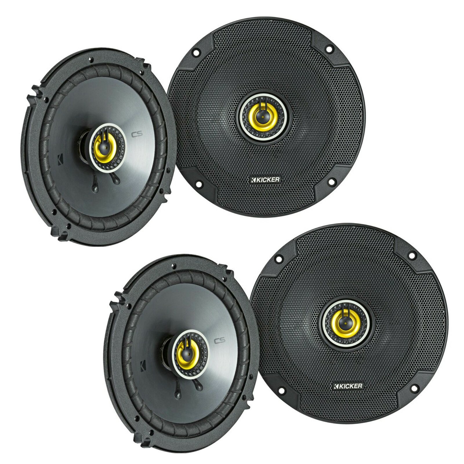 4) Kicker 46CSC65 CS Series 6.5″ 600W RMS 2-Way Coaxial Car Audio Speakers
