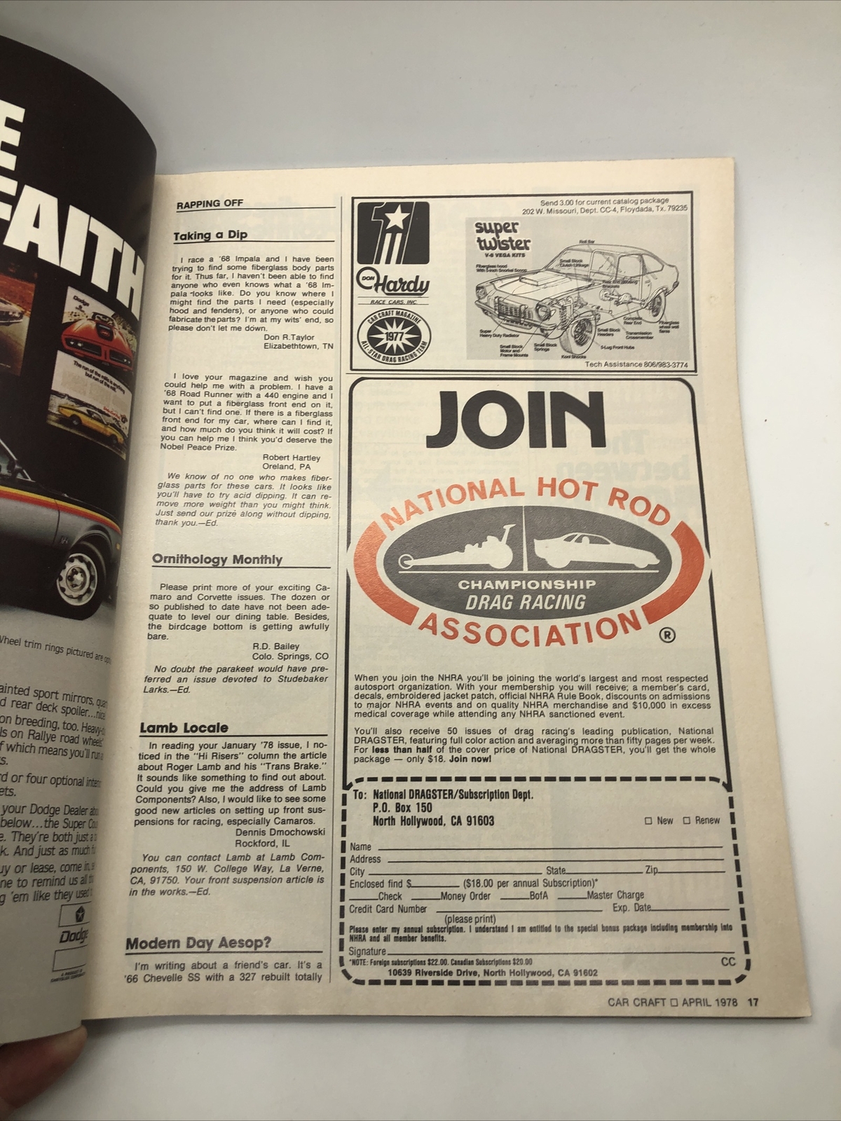 CAR CRAFT MAGAZINE APRIL 1978 CHEVY SPECIAL COVER