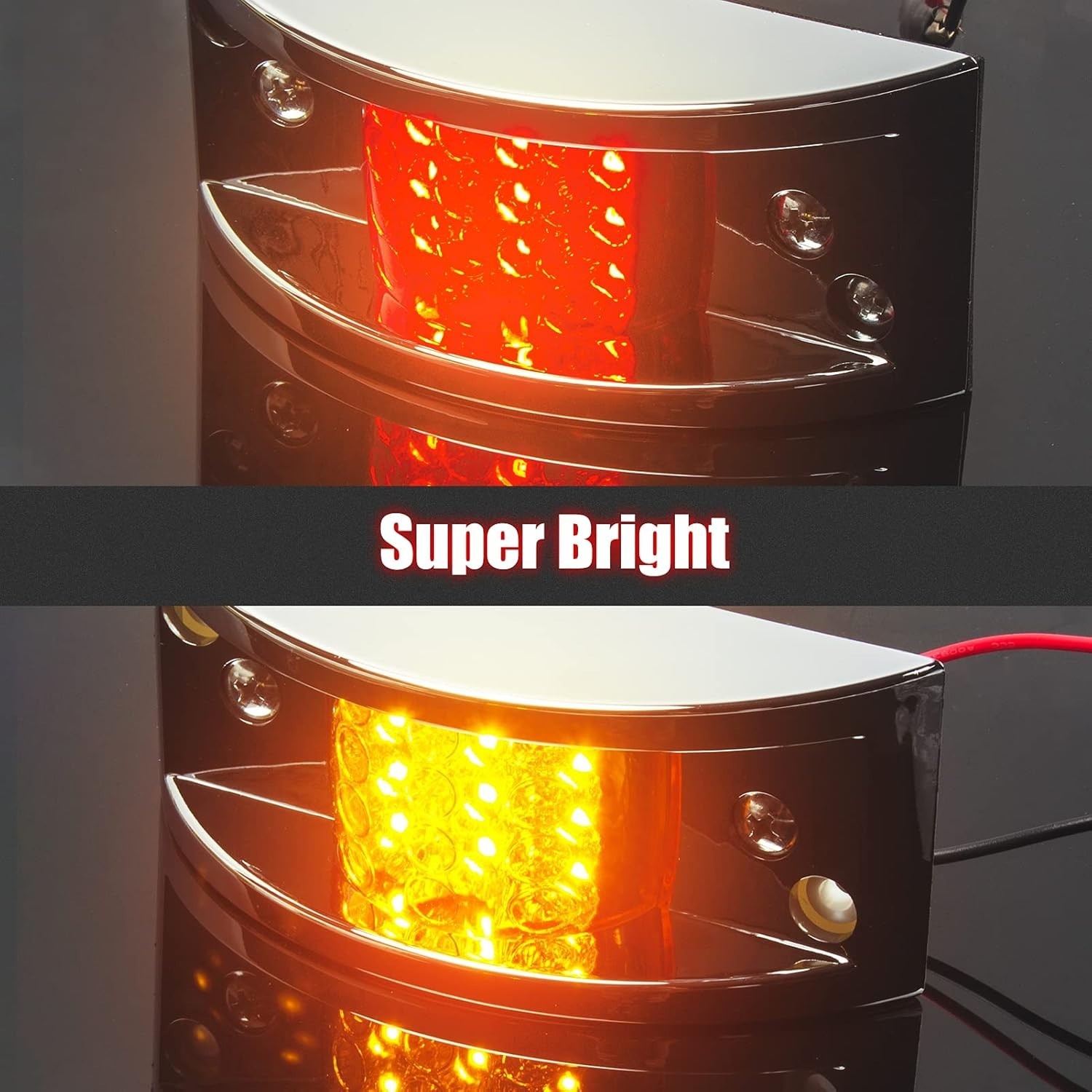 4pc 12 LED Trailer Side Marker Light Chrome Armored Clearance Lamp Amber Red 12V