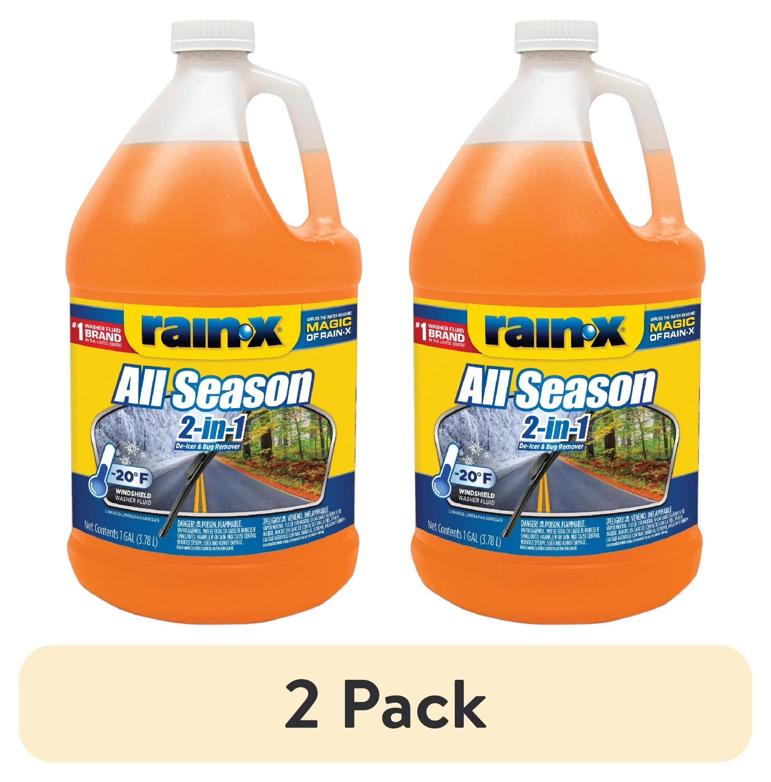Rain-X 2-in-1 All-Season Windshield Washer Fluid, 2 Pack