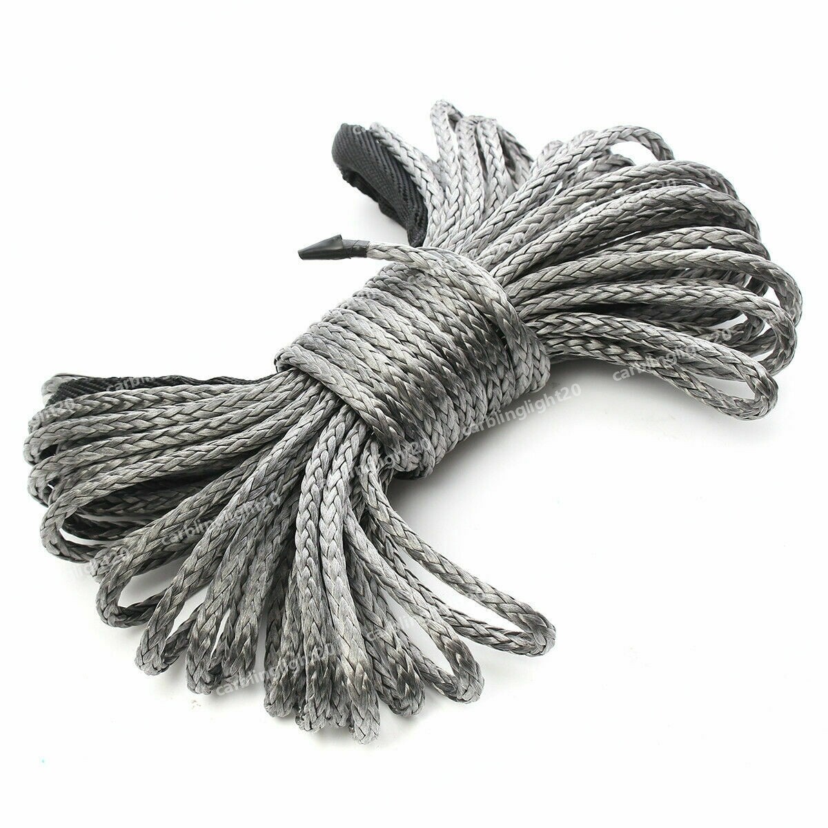 Synthetic Fiber Recovery Rope Winch Line Fit 10000LBS 1/4”x50′ Cable Grey 4WD