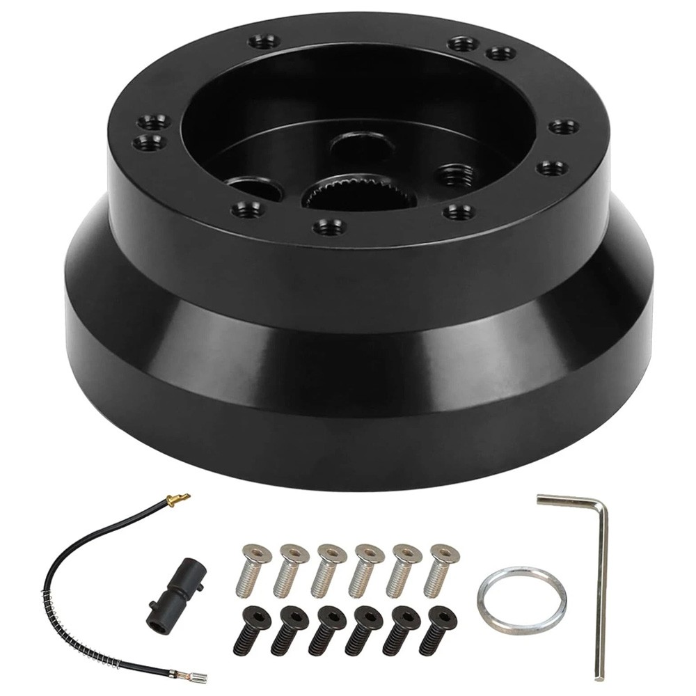 5 & 6 Hole Steering Wheel Black Hub Adapter ( Flaming River, Ididit, GM, Chevy)
