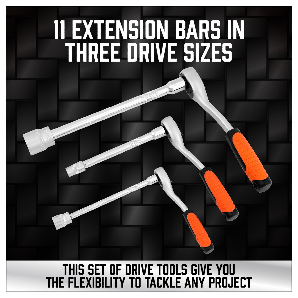 20 Extension Bar Set 1/4″ 3/8″ 1/2″ Drive Socket Wrench Universal Joint Adaptor