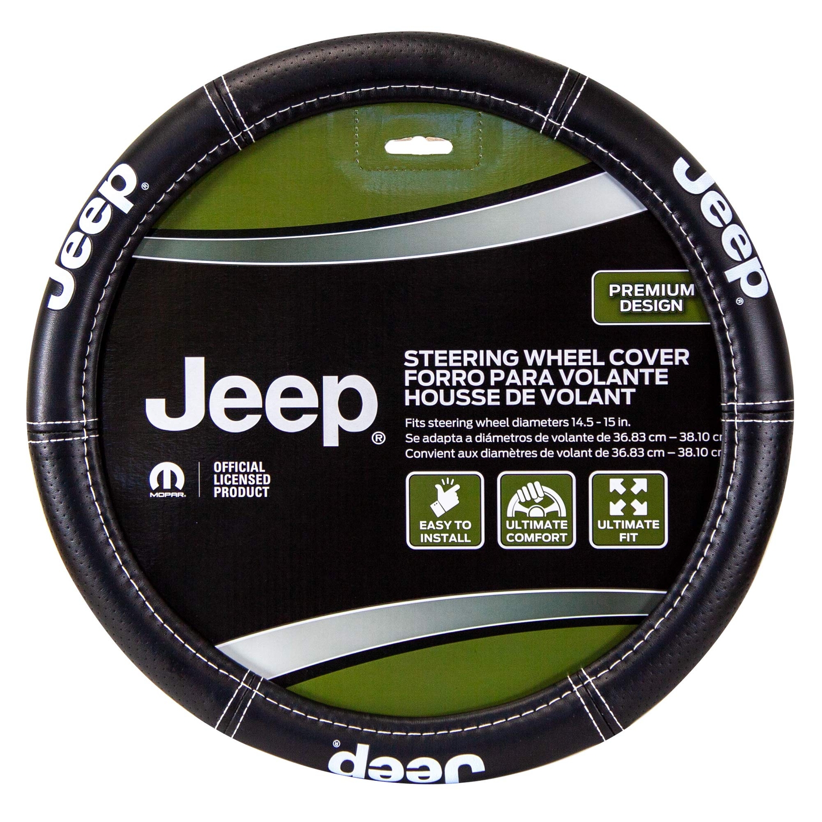 Jeep Deluxe Contrast Stitching Premium Steering Wheel Cover Cars Trucks SUV