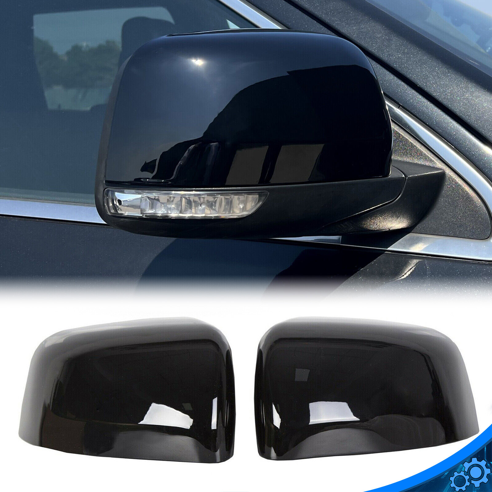Gloss Black Mirror Cover Cap Left & Right For Grand Cherokee/ Durango 2011-2021