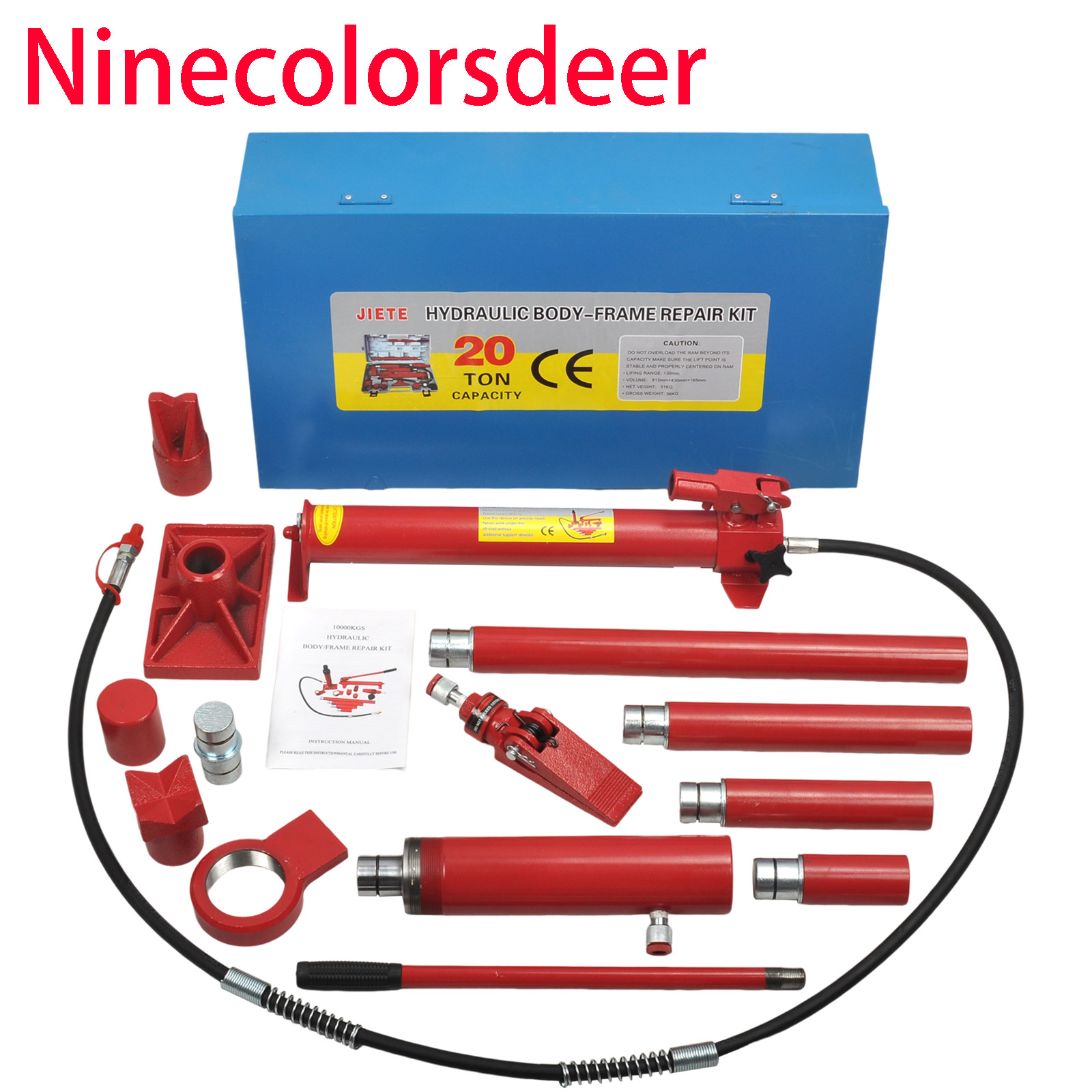 20 Ton Porta Power Hydraulic Jack Body Frame Repair Kit Auto Shop Tool Lift Ram