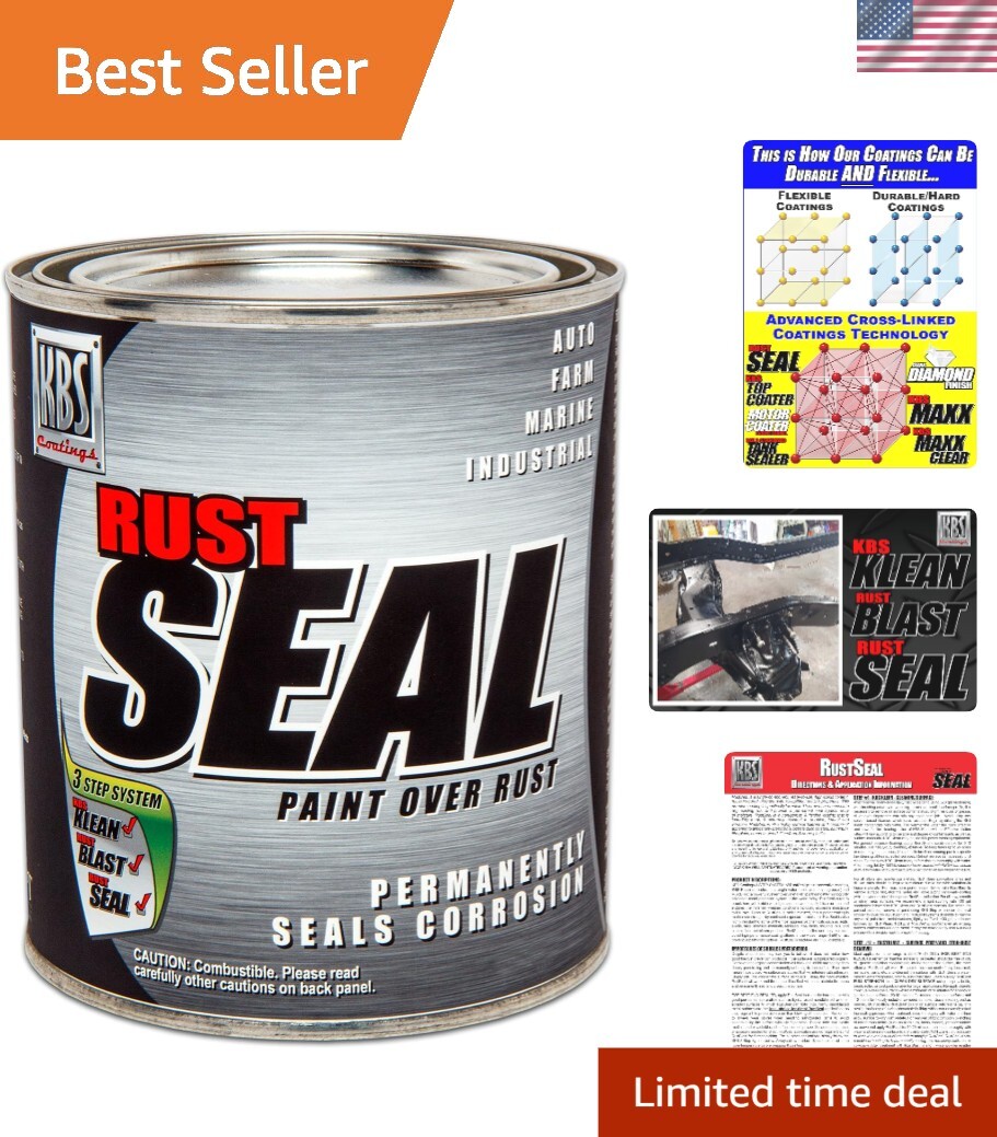 Proven Satin Black RustSeal – 1 Quart, 50 Sq Ft Coverage, Chip Resistant Finish