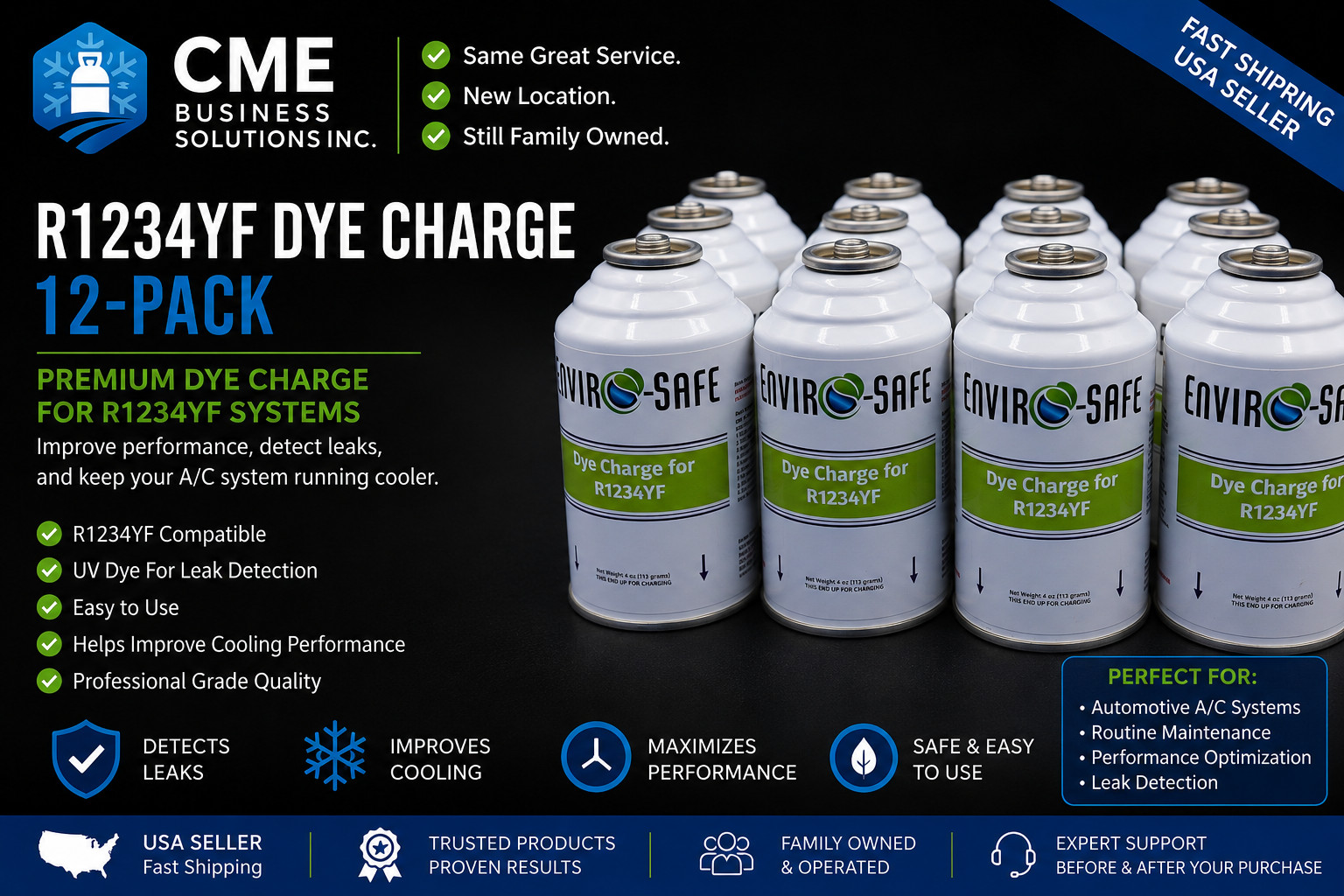 Enviro-Safe R1234YF Dye Charge For 1234yf, case of 12 4 oz.