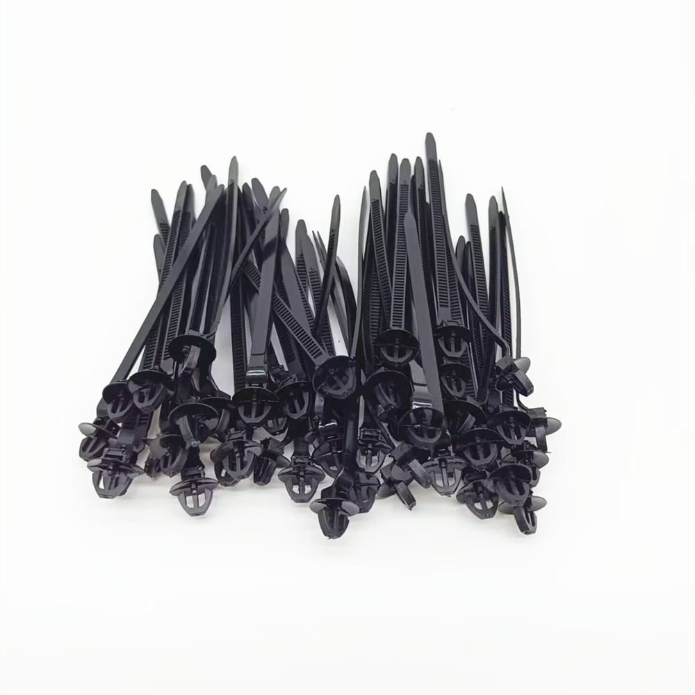 50x Push Mount Cable Ties Car Hose Wire Fastener Clips Nylon Zip Strap Fixing